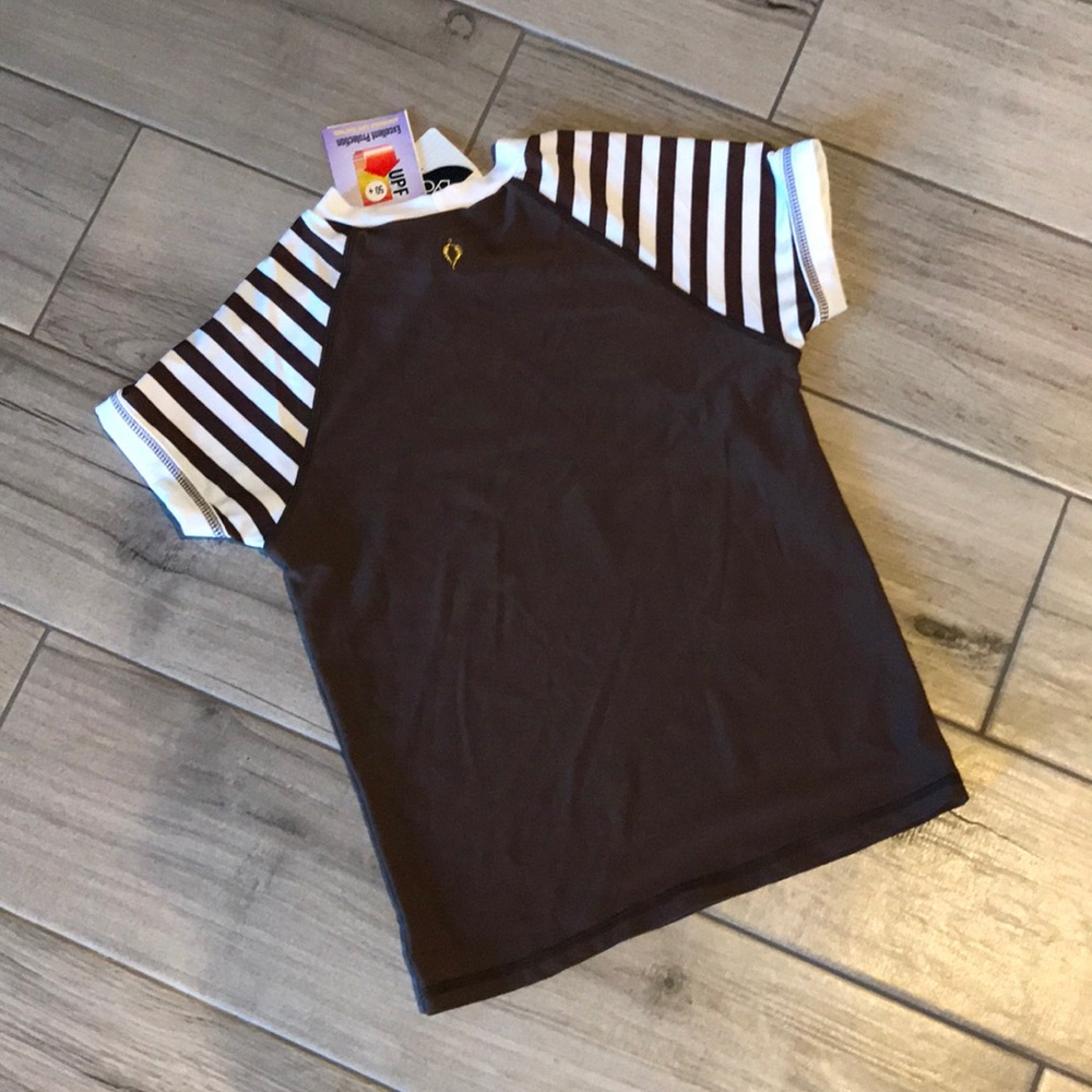 Kids UPF Protection Brown/White Striped Rash Guard - Picture 6 of 8